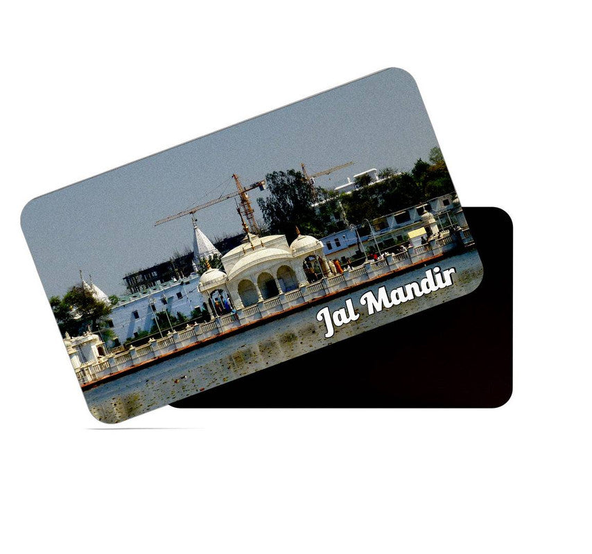 dhcrafts Rectangular Rubber Fridge Magnet / Magnetic Card Multicolor Bihar Jal Mandir Design Pack of 1 (8.6cm x 5.4cm)